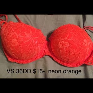 Victoria Secret 36DD push up demi neon orange